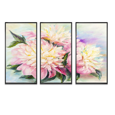 Blooming Pink Peonies " Blooming Pink Peonies " 3 - Pieces Painting Print