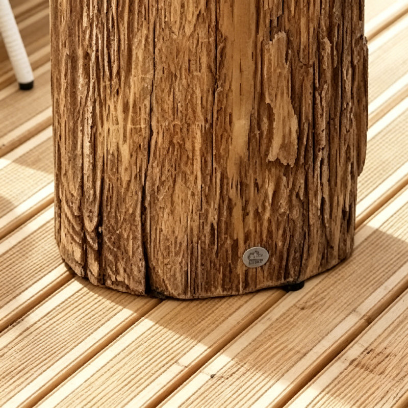 Tree Stump Stool, Decorative Side Table with Round Tabletop, with Wood Grain Finish,Natural