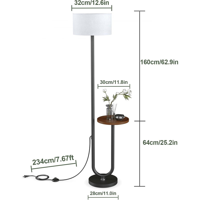 Floor Lamp With Table Brown