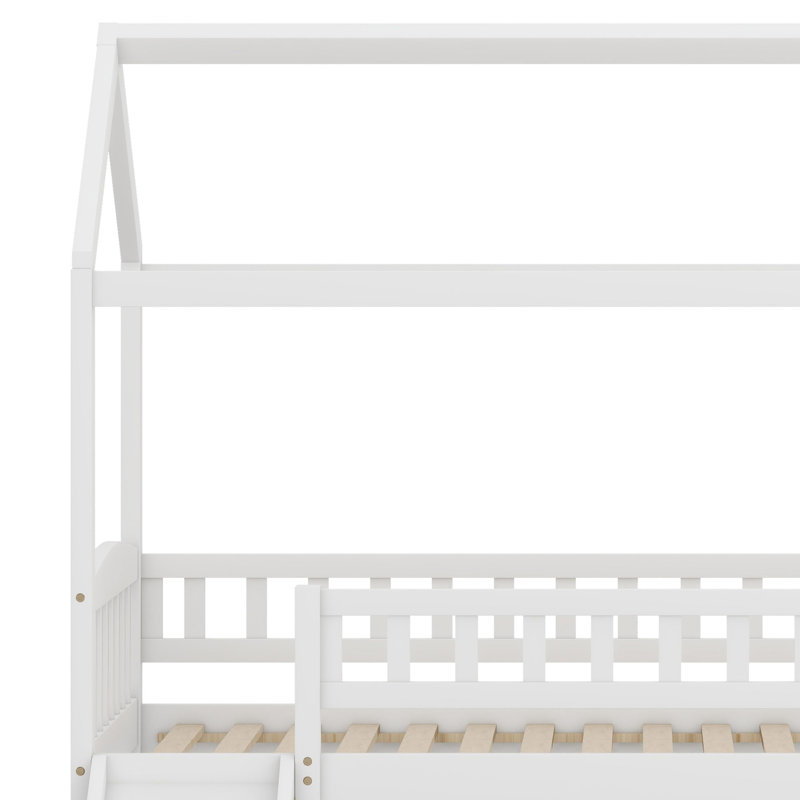 Lit mezzanine avec glissade House, Blanc