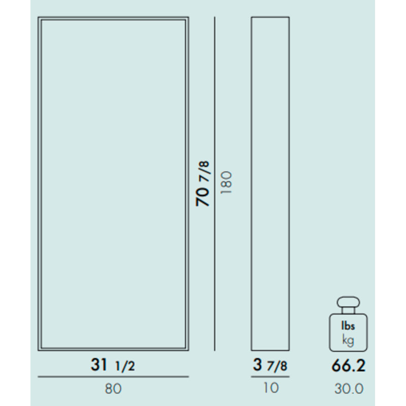 Miroir mural Only Me, Blanc lustré, 70,87 po x 31,5 po