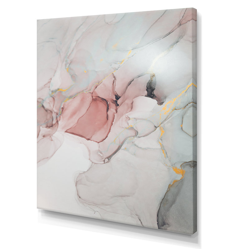 Ondulations grises et roses - œuvres d'art sur toile modernes, H 32 po x l 16 po x P 1 po, Toile tendue