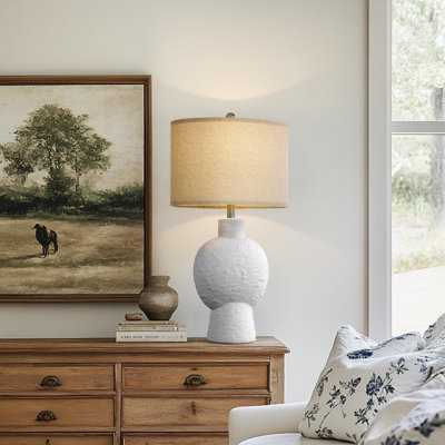 28.5" Ceramic Table Lamp For Bedroom Living Room Modern Farmhouse Rustic Boho Vintage Nightstand Desk Lamp Home Office Decor