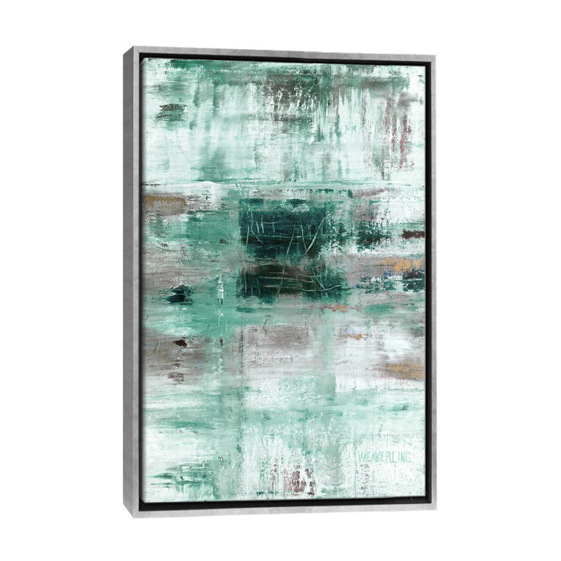Ciel, Toile avec cadre flottant argent, Bleu sarcelle, H 26 po x l 18 po