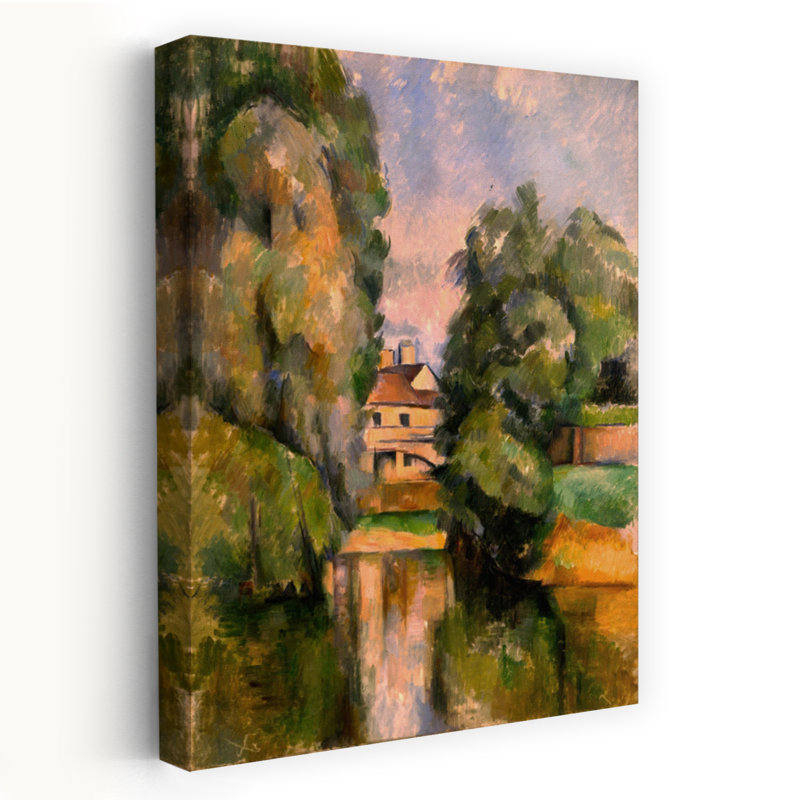 «Riverside House Reflections Peaceful Rustic Serene Landscape Nature», reproduction d'art murale, H 60 po x l 40 po