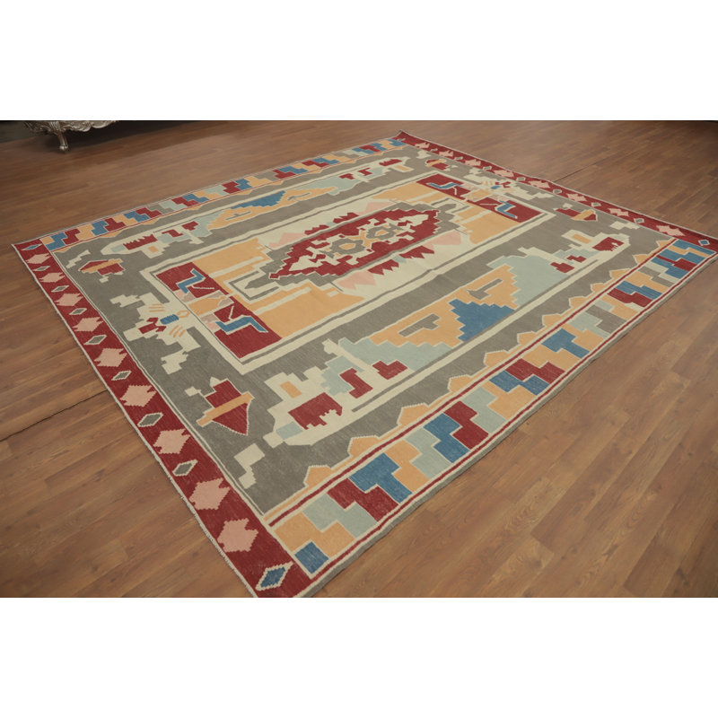 Tapis tribal à motif oriental kilim 8 x 10
