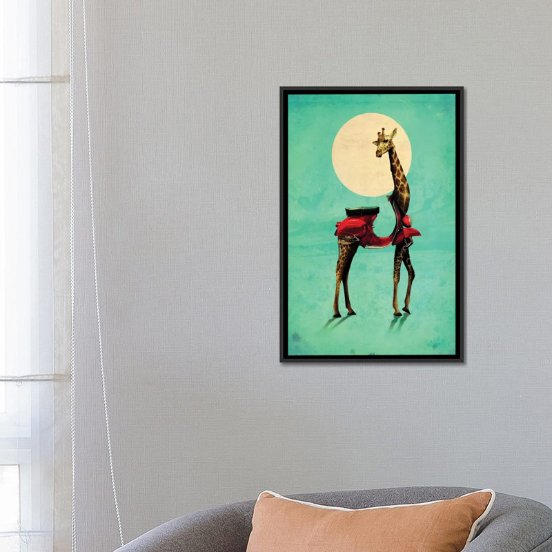 « giraffe go #2 » par ali gulec, impression sur toile tendue, H 26 po x l 18 po x P 1,5 po, Toile encadrée noire