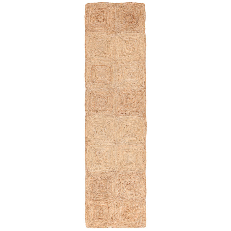 Chrissey Natural Fiber Hand Loomed Jute Pile Geometric Rug, Runner 2'3" x 8'