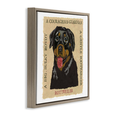 "Fun Rottweiler Pet", art mural encadré flottant par Nancy Overton