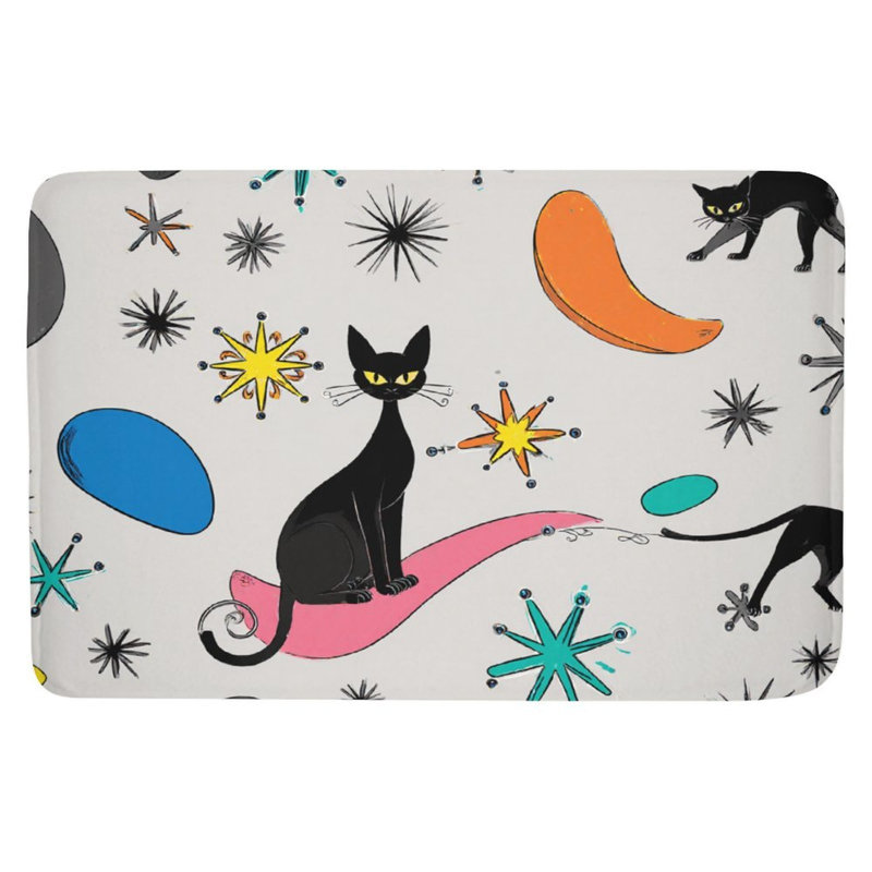 Tapis pour salle de bain à motif de chat rétro, l 36 x L 24