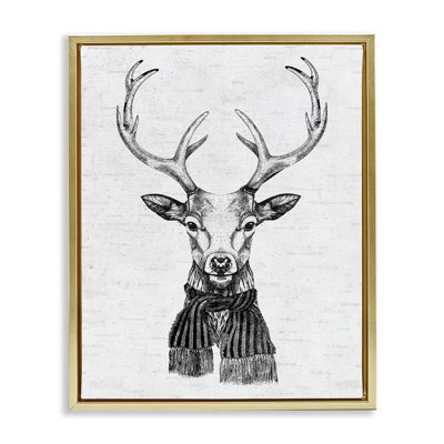 Art mural monochromes de cerf des Fêtes par lettres et lignes