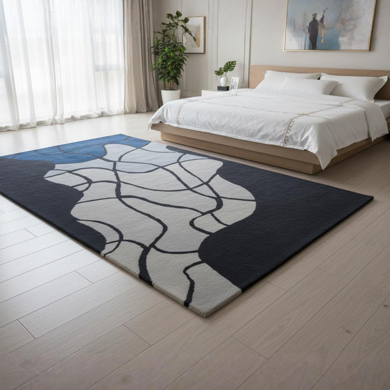 Tapis transitionnel en laine bleu touffeté à la main Ailey, 5 pi x 7 pi 6 po