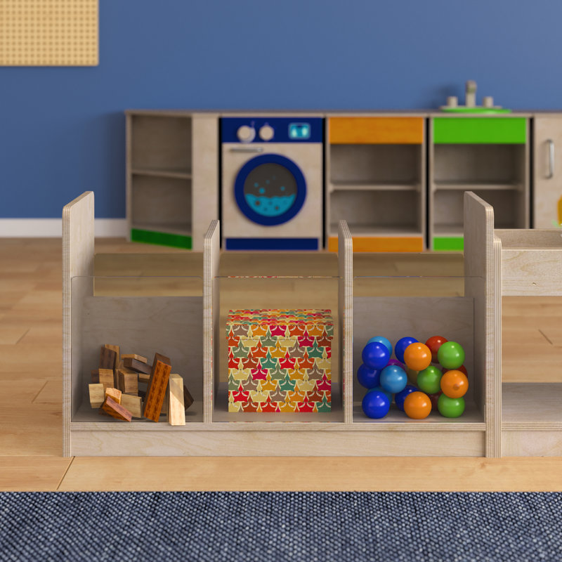 Mess Magic Commercial Grade Double Sided Wooden Classroom Storage Unit with Transparent Sides