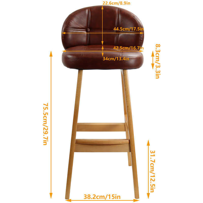 Upholstered Counter Stool with Solid Wood Frame