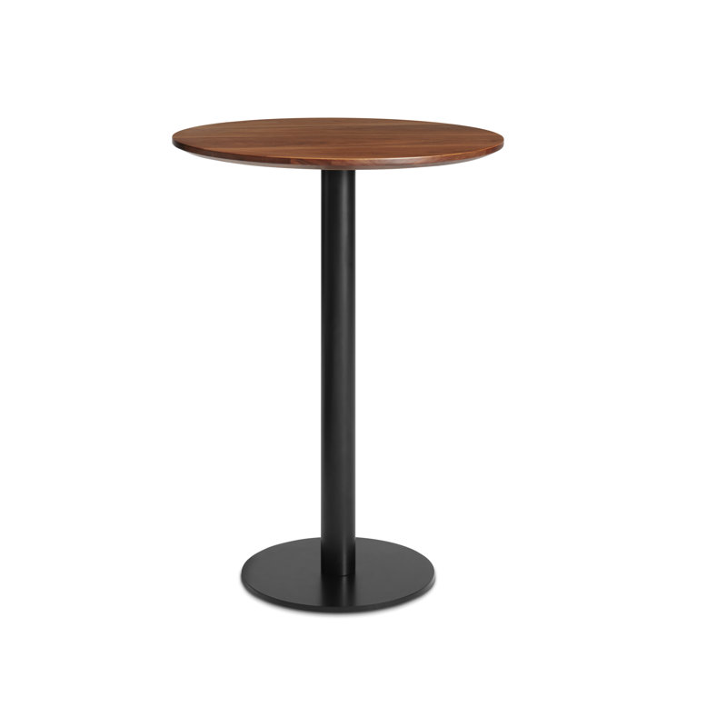 Easy Round Dining Table, Walnut, Matte Black, 40" H x 30" W x 30" L