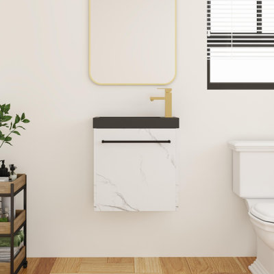 Meuble-lavabo flottant simple 20 po avec plateau en résine Zeb