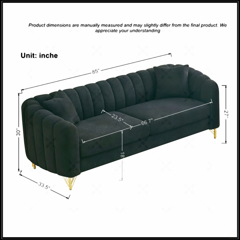Canapé surdimensionné en chenille de 85 po, Noir