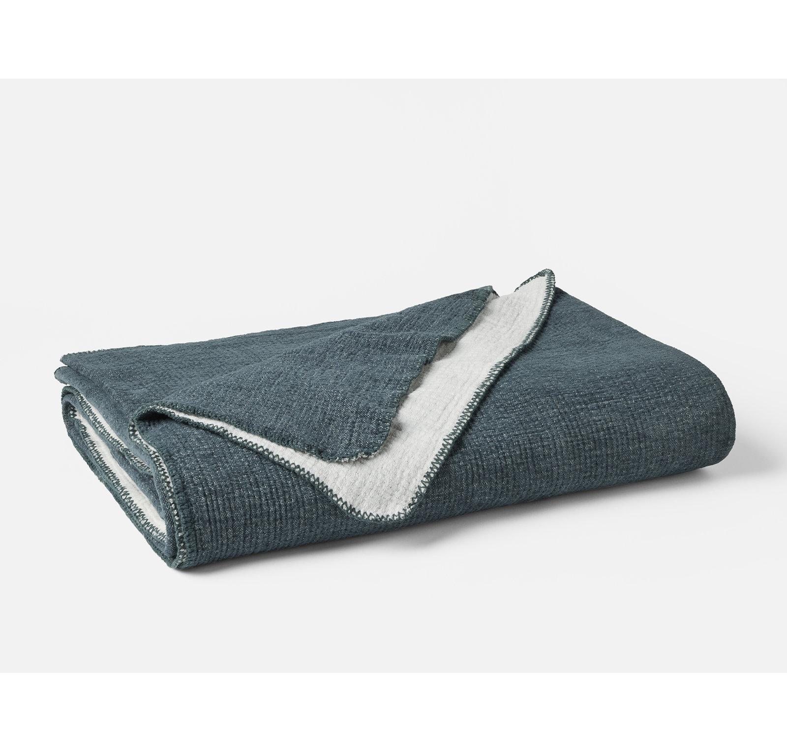 Cozy Cotton Hand Woven Throw Blanket, Full/Queen, Twilight Blue