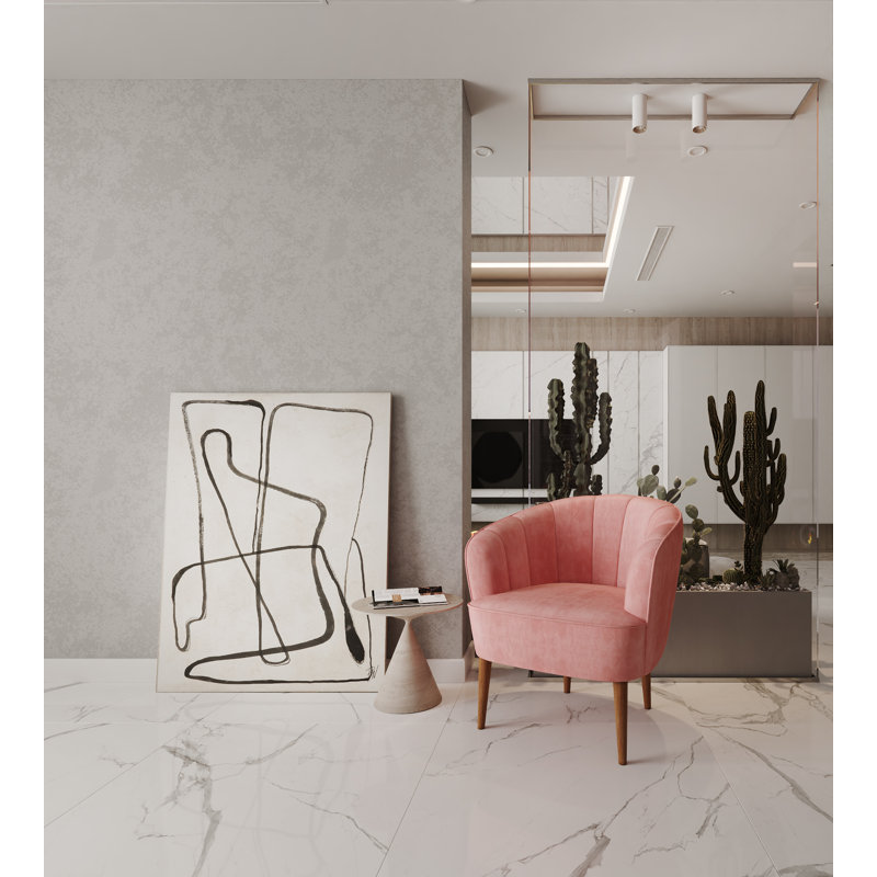 Ansley Upholstered Barrel Chair, Dusty Pink