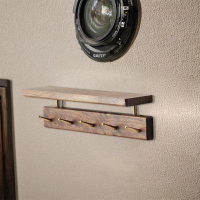 Beech Wood Coat Rack Wall Mount With Shelf