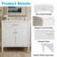Meuble-lavabo 31 po avec lavabo en céramique, armoire en MDF et pieds en bois d'hévéa, blanc