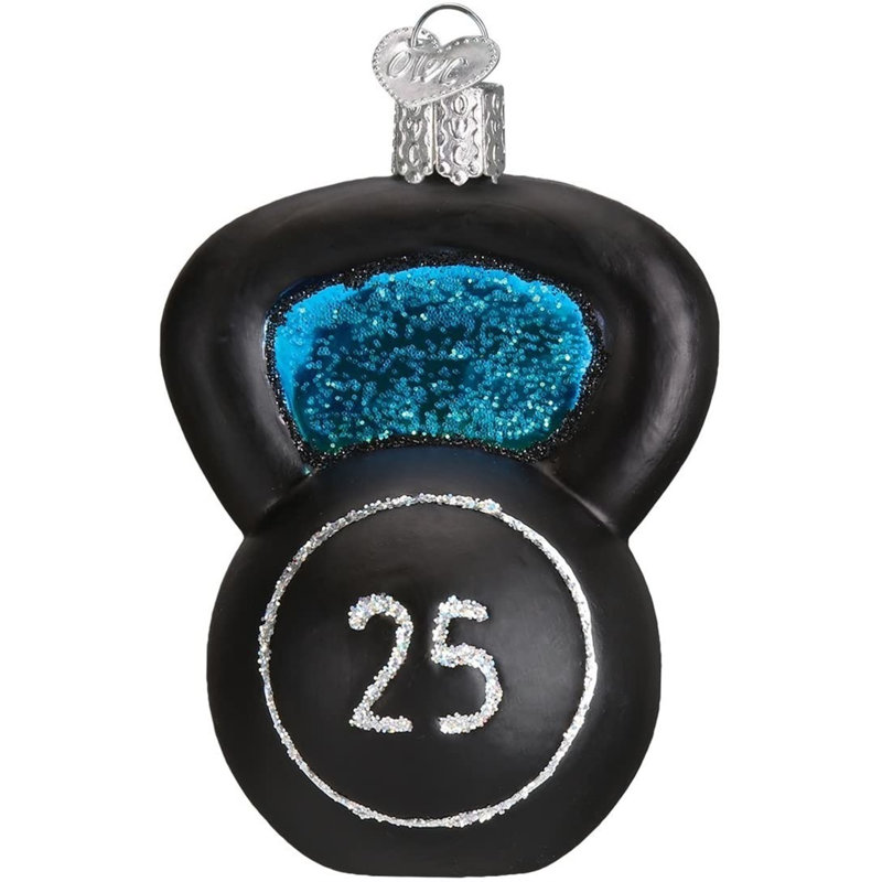 Ornement en verre soufflé de l'Ancien Monde pour arbre de Noël, poids Kettlebell