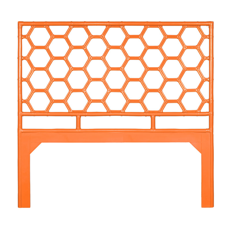 Tête de lit à structure ouverte en osier / rotin Honeycomb, Orange citron, Grand