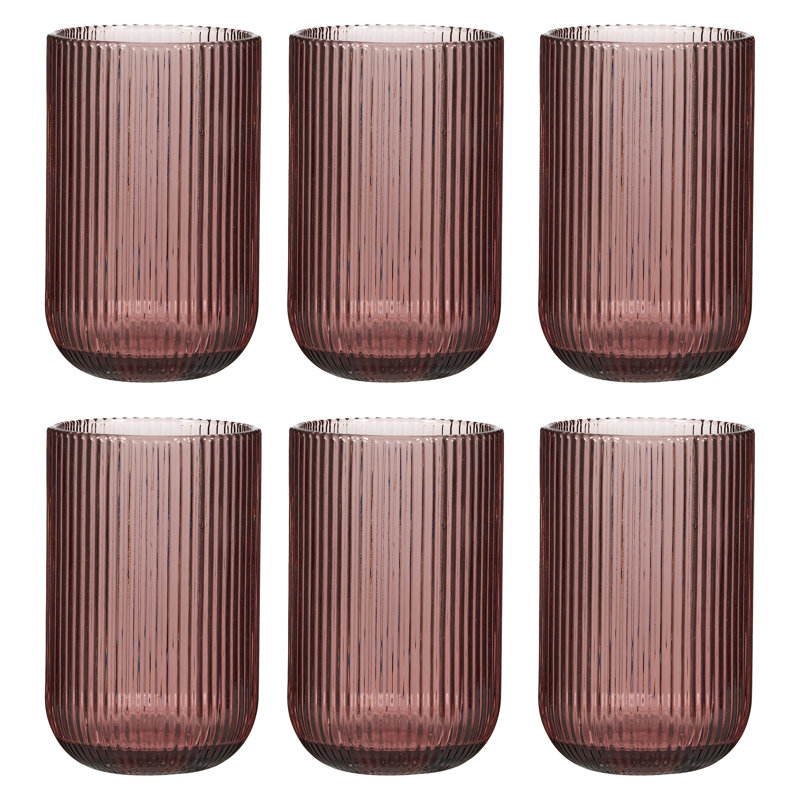 Chanyia Drinking Glass Set, 13" H, Pink