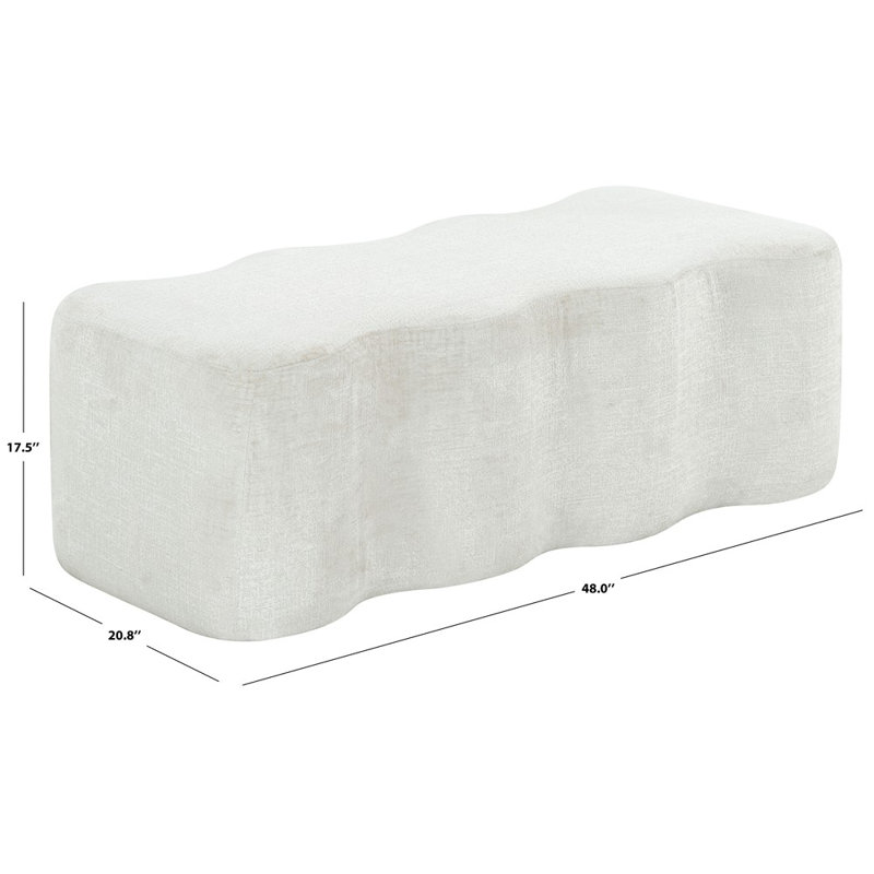 Jacqualessa Chenille Bench, Cream Chenille