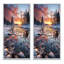 «Winter Sunset Snowfall», 2 pièces sur toile-11739925-11739932