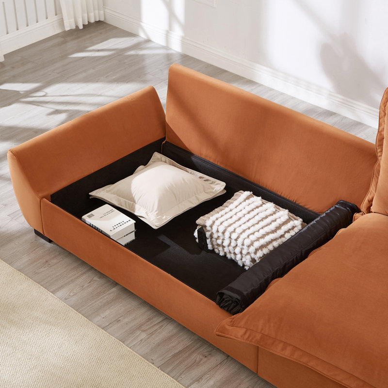 Canapé modulaire modulaire avec rangement, dossier amovible,, Orange