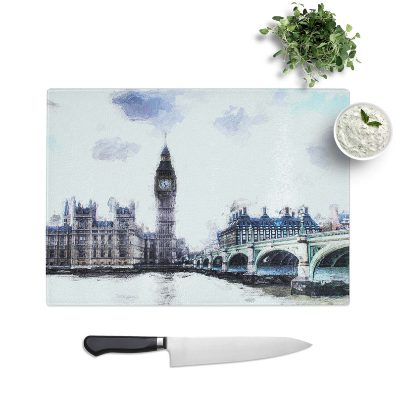 Tempered Glass the Houses of Parliament London in Abstract Chopping Board, 39 cm W x 28.5 cm L