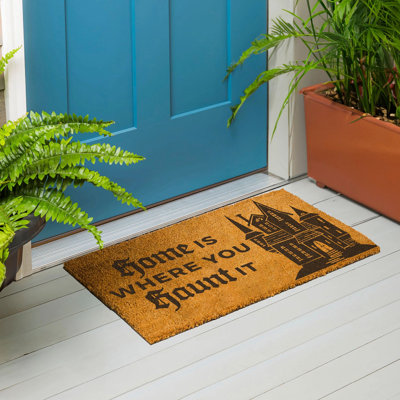 Tapis en fibre de coco Haunted House, "Home is Where You Haunt IT", 28 po x 16 po