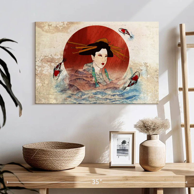 Koi et Geisha japonais Leisha, H 16 po x l 24 po