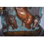 Statue de fontaine murale en bronze Parkin avec trois chevaux en bronze - Taille: 46 po x 21 po x H 69 po