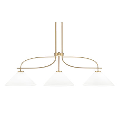 Cavella 3 Light Island Light Shown With 12" White Muslin Glass