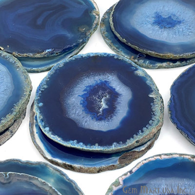 Sous-verres en agate bleue naturelle, accessoires de cuisine
