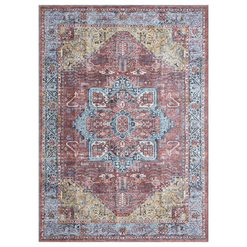 Lancaster Washable Red Area Rug, Rectangle 2' x 3'