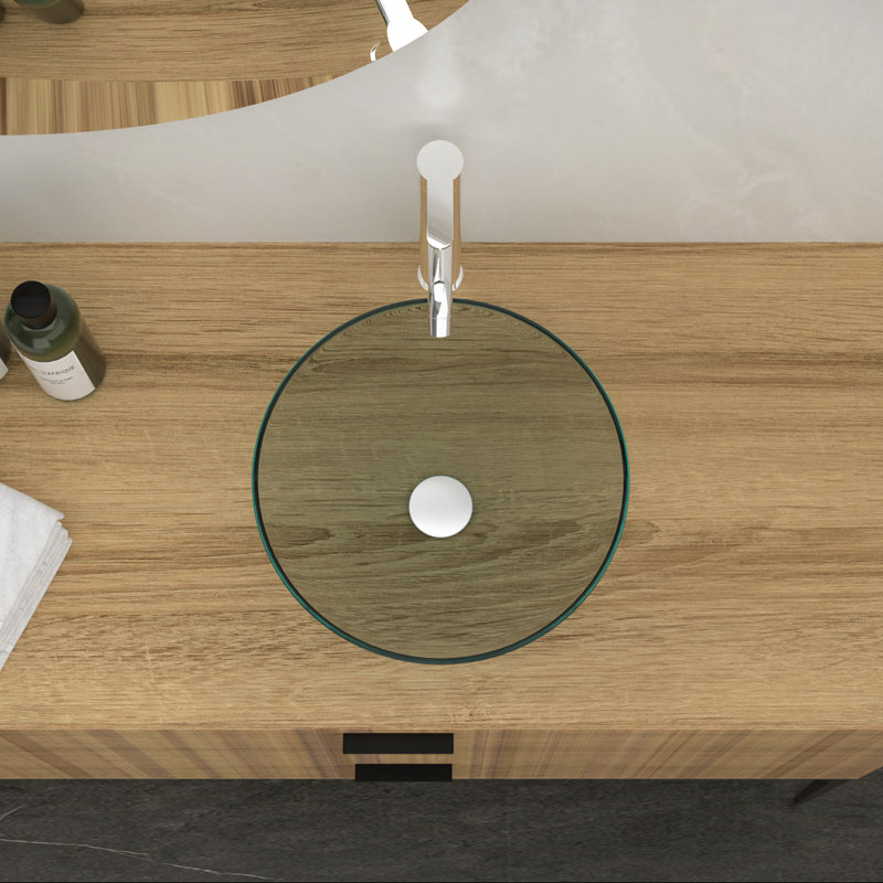 Clear Tempered Glass Bathroom Sink With Chrome Faucet And Pop-Up Drain | Gift Idea, Clear