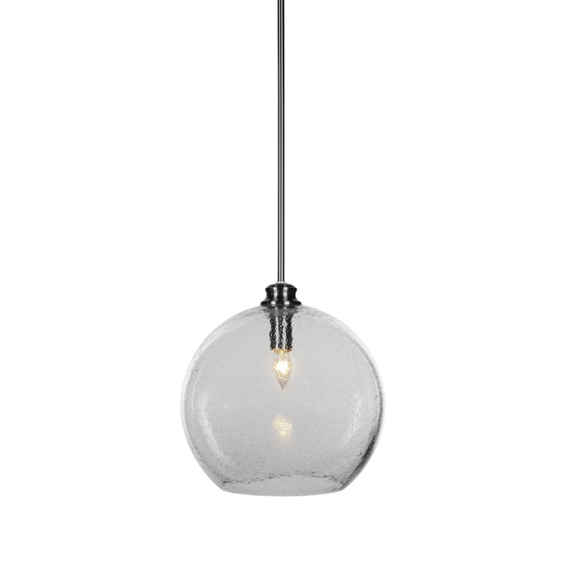 Luminaire suspendu Giard, Nickel brossé, Bulles / fumée, H 13,75 po x l 13,25 po x P 13,25 po