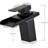 LED Waterfall Spout Single Hole Bathroom Faucet Mixer Tap with Cover Plate-90558060
