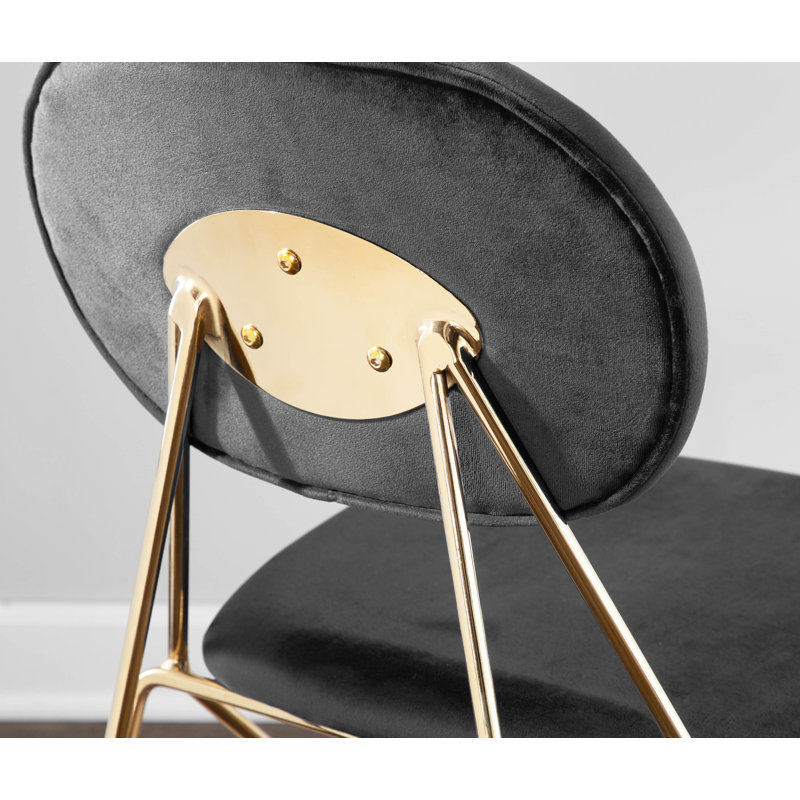 Danton 18.5'' H Velvet Upholstered Side Chair, Gold, Black
