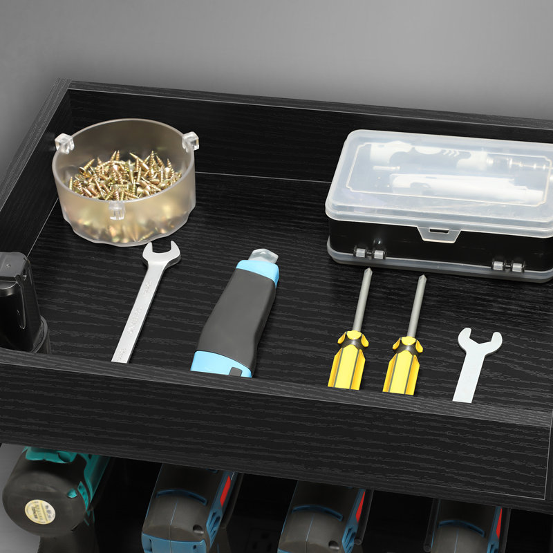 Organisateur mural pour outils électriques avec prise, Noir