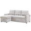 Lit inclinable en L gris, chenille grise, avec rangement, rangement et accoudoir latéral, gris, espace chenille