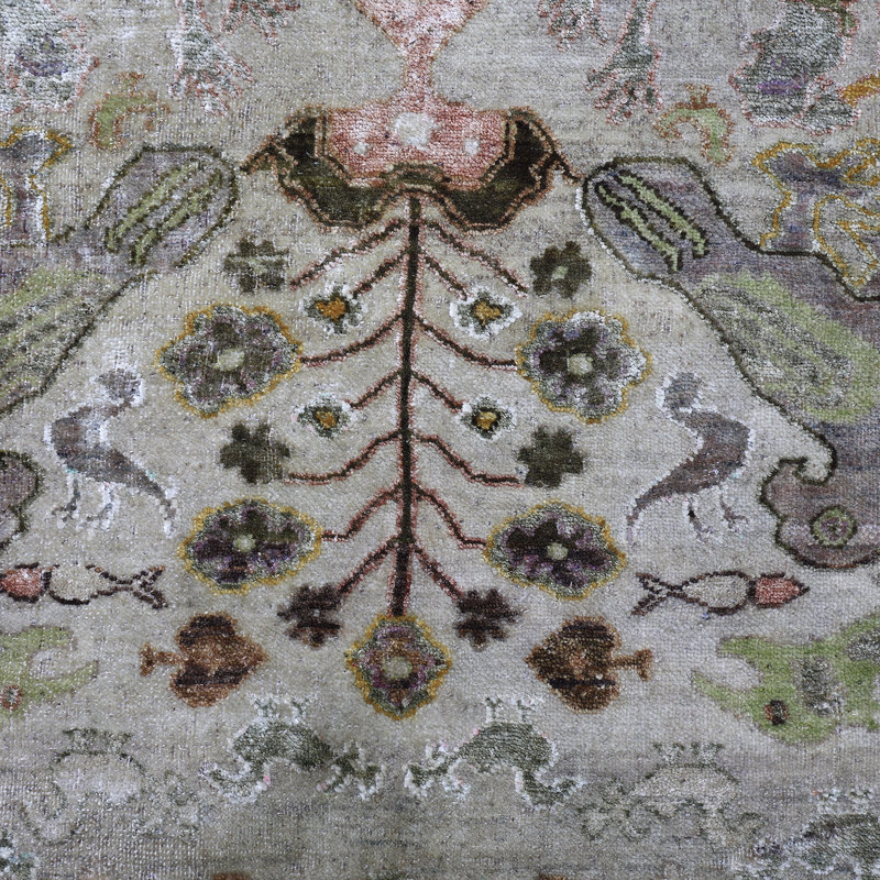 Brown Alchemy Traditional Wool Silk Blend Rug - 9'7" x 14'7"