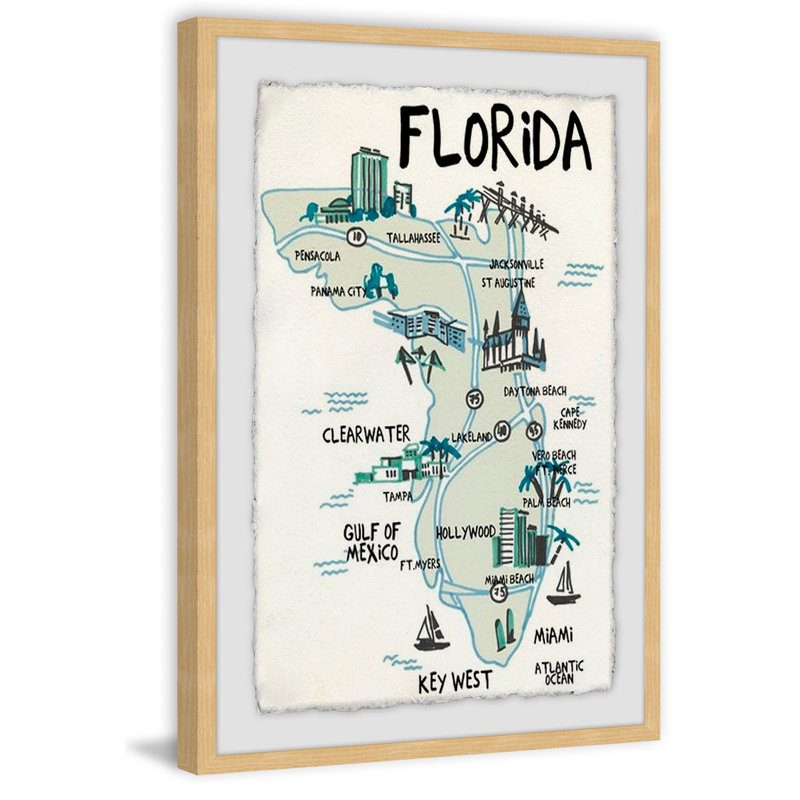 Repères en Floride - impression encadrée, H 24 po x l 16 po x P 1,5 po