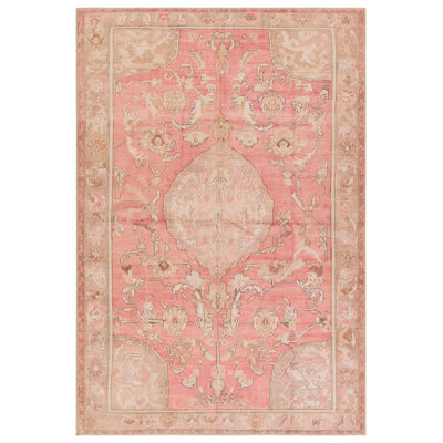 Tapis rose et beige médaillon Label J Cheney GAR06 (6 pi x 9 pi)