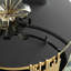 Table basse ronde à double couche en acier inoxydable avec plateau en verre trempé noir pour le salon