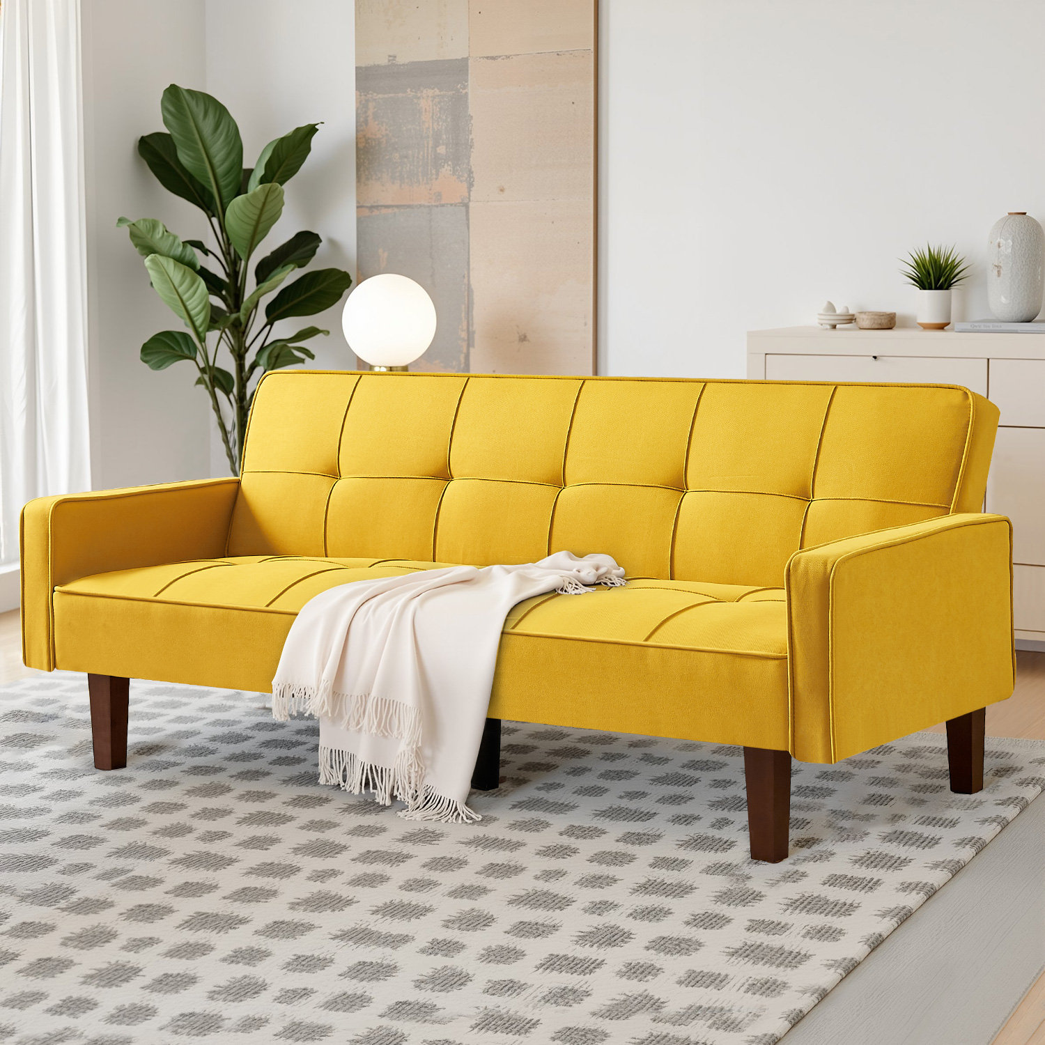 Wade Logan® Alexender Convertible Futon Sofa Couch Fabric Futons Sofa