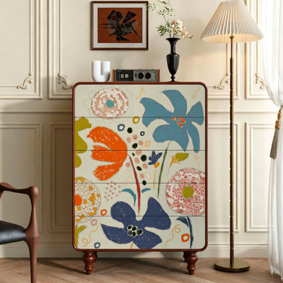 Solid Wood 5 Drawer Cabinet Living Room Storage